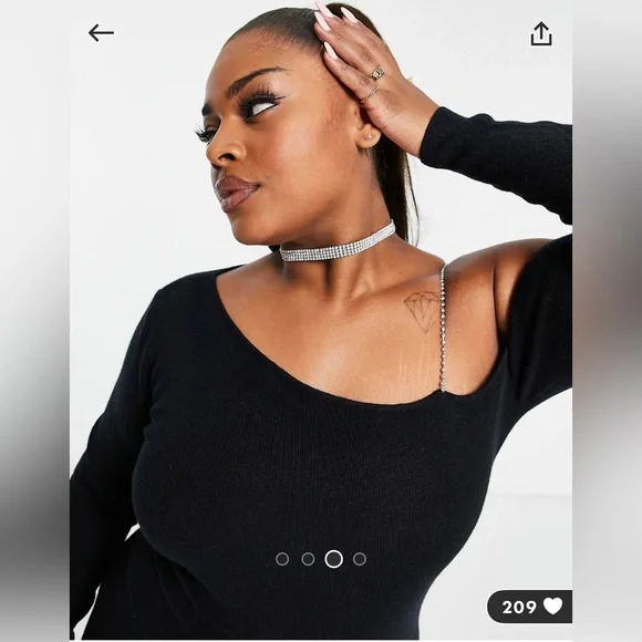 ASOS Knitted Sweater Dress with Rhinestone Strap - Picture 2 of 5